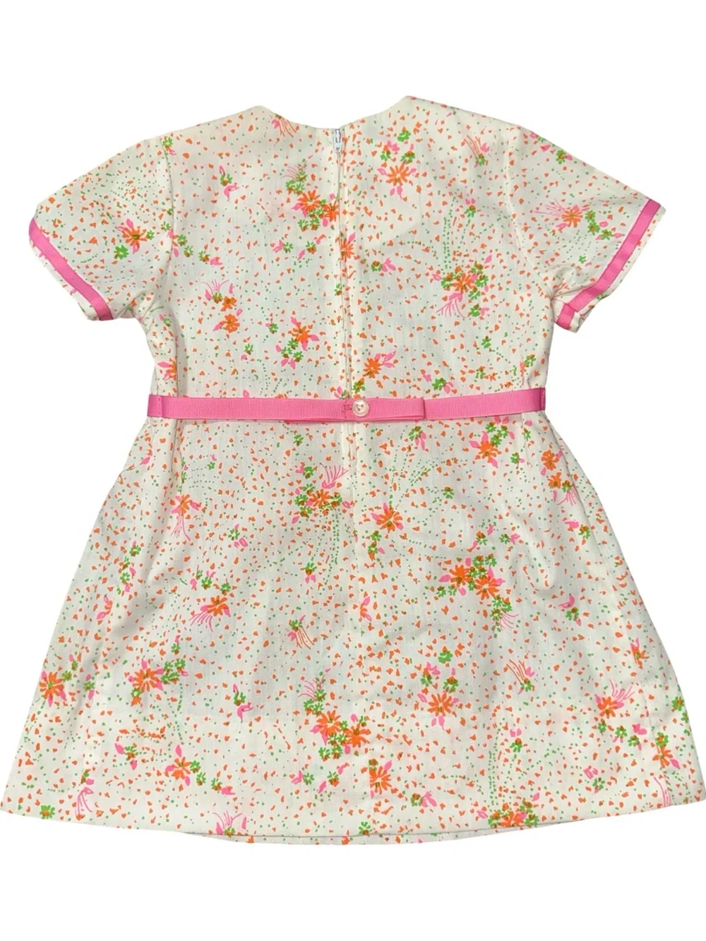 The Minnie Lilly Pulitzer Vintage 1960’s 4 Pink Orange Green Floral Cotton Dress